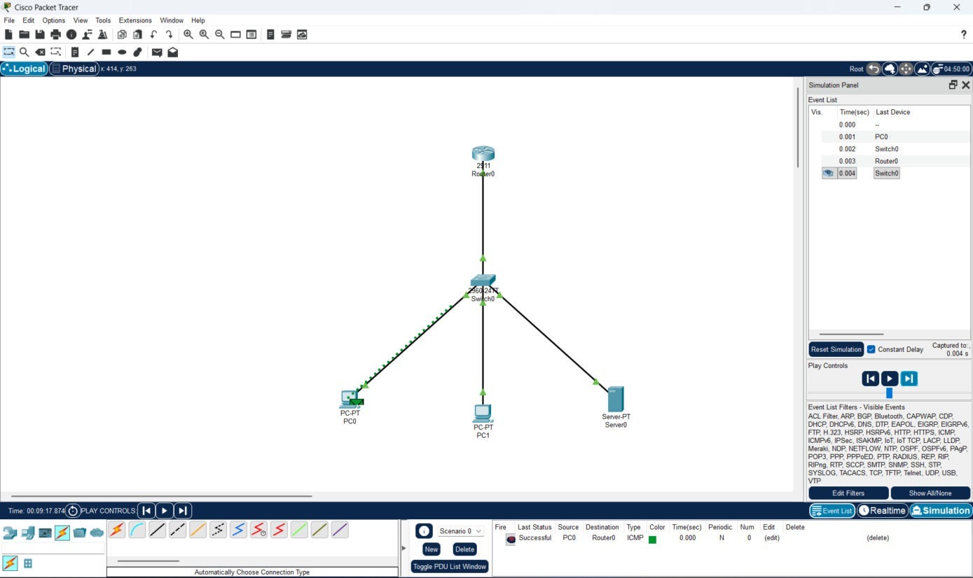 حالت Simulation — یک ICMP واقعی