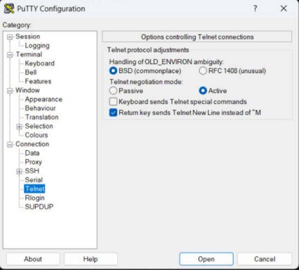 Connection › Telnet
