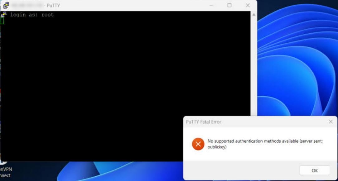PuTTY Fatal Error
