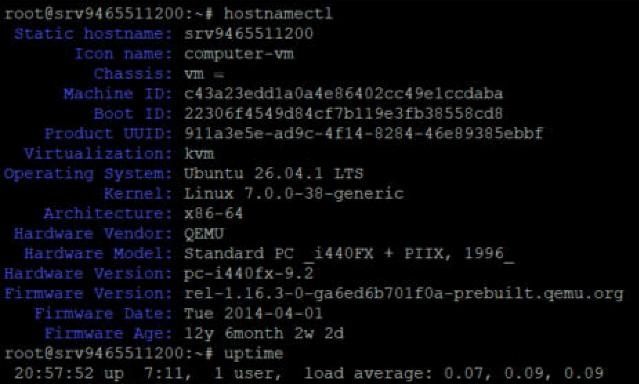 hostnamectl و uptime